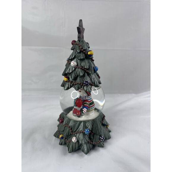 Retired San Francisco Music Box Snow Globe Christmas Tree Snowman Family 12" - Picture 5 of 10